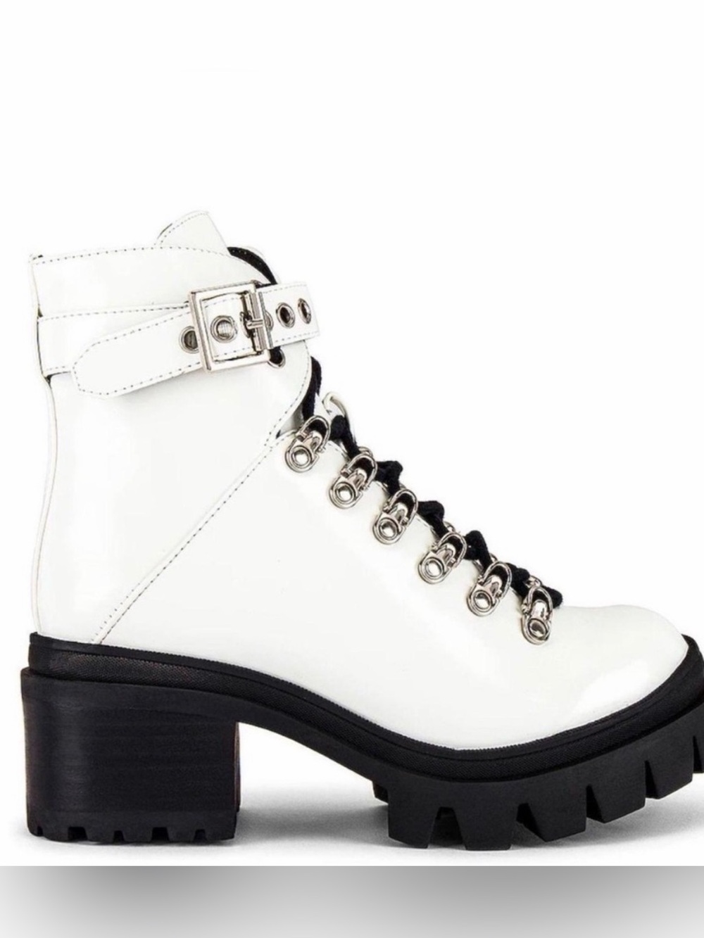 Jeffrey Campbell White Combat Boots with Black Sole size 10